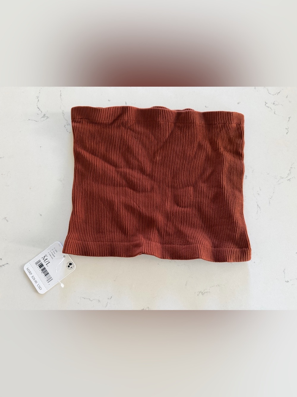 Free People Ribbed Strapless Crop Top in Rust M/L